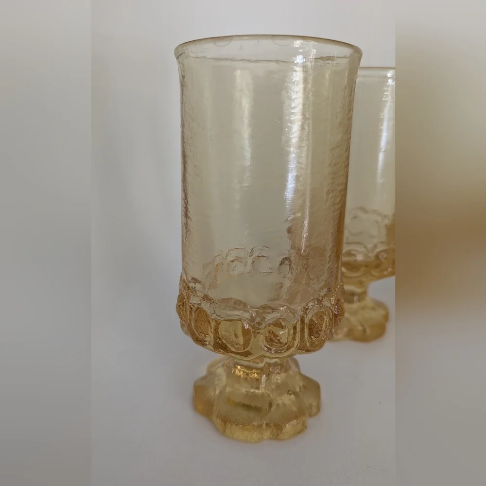 Vintage Tiffin Franciscan Ware Madeira 10 Oz Goblet Glasses Four YELLOW Pedestal - Picture 4 of 4